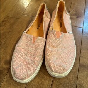 TOMS Peach Canvas Slip-Ons